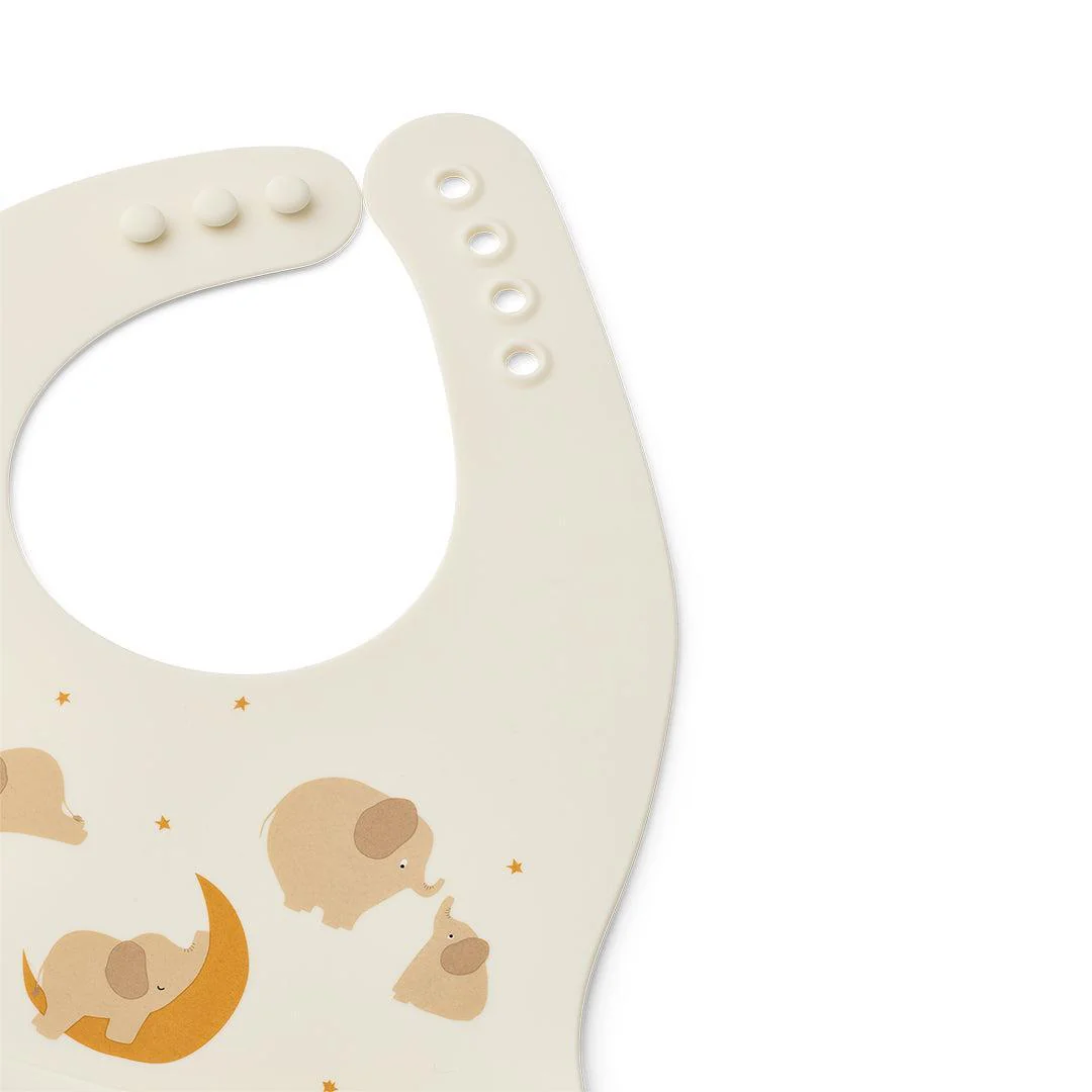 Liewood Ember Printed Bib 2-pack - Elephant / Creme De La Creme - Image 3