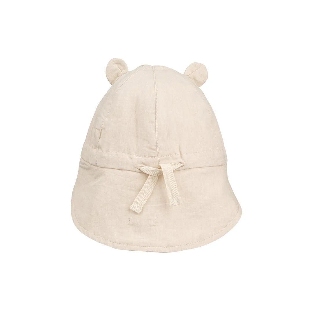 Liewood Gorm Linen Sun Hat With Ears - Panda / Sandy - Image 2