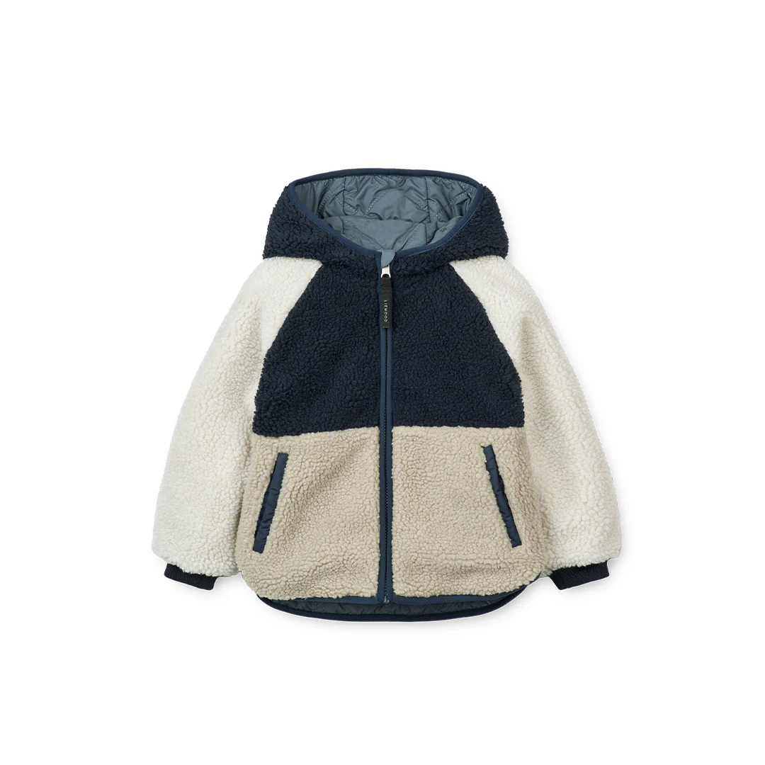 Liewood Jackson Reversible Fleece Jacket - Whale Blue Multi Mix