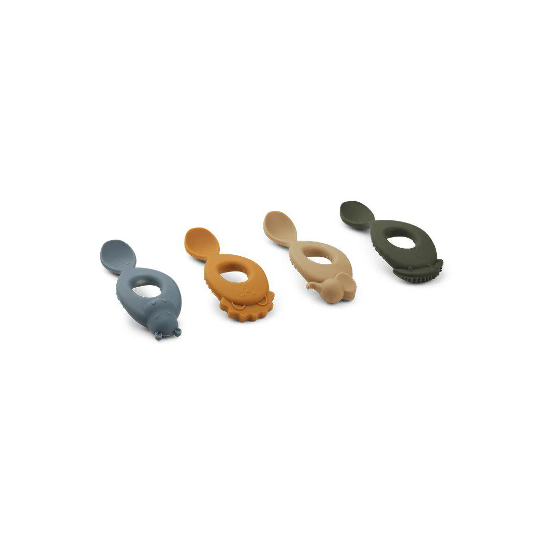 Liewood Liva Silicone Spoons - Safari - Blue Multi Mix - 4 Pack - Image 3