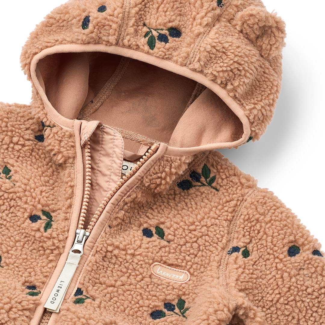 Liewood Mara Fleece Jacket With Ears - Berry / Pale Tuscany / Embroidery - Image 2