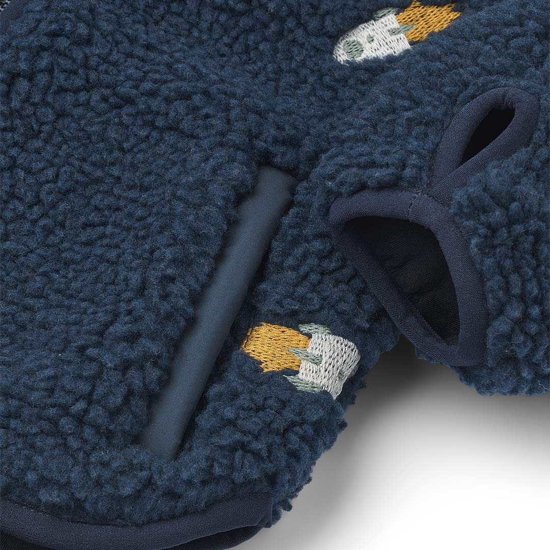 Liewood Mara Fleece Jacket With Ears - Rocket / Classic Navy / Embroidery - Image 3
