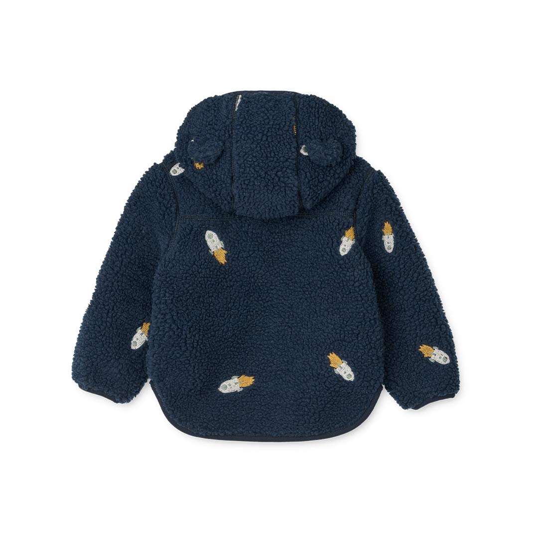 Liewood Mara Fleece Jacket With Ears - Rocket / Classic Navy / Embroidery - Image 4