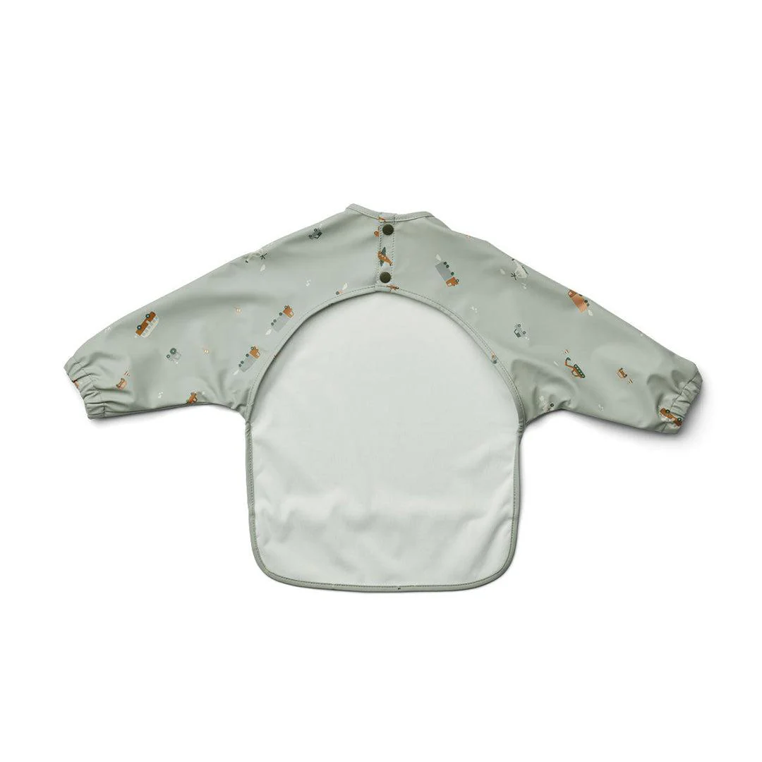 Liewood Merle Cape Bib - Vehicles - Dove Blue Mix - Image 3