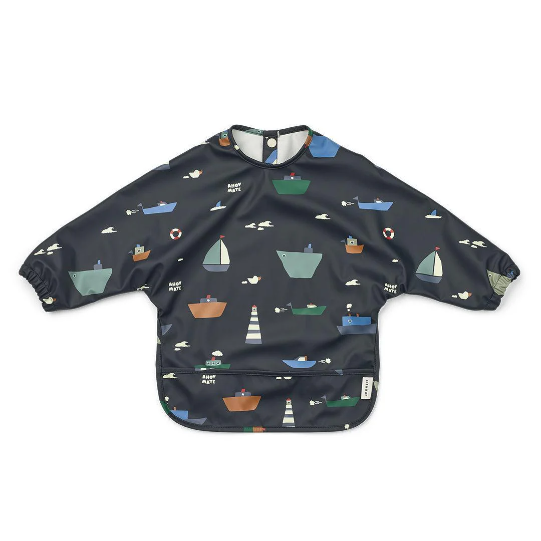 Liewood Merle Printed Cape Bib - Sailing / Classic Navy