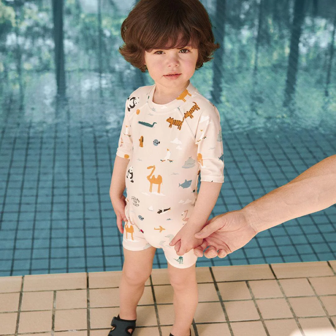 Liewood Thor Baby Swim Jumpsuit - Around The World / Sandy - Image 2