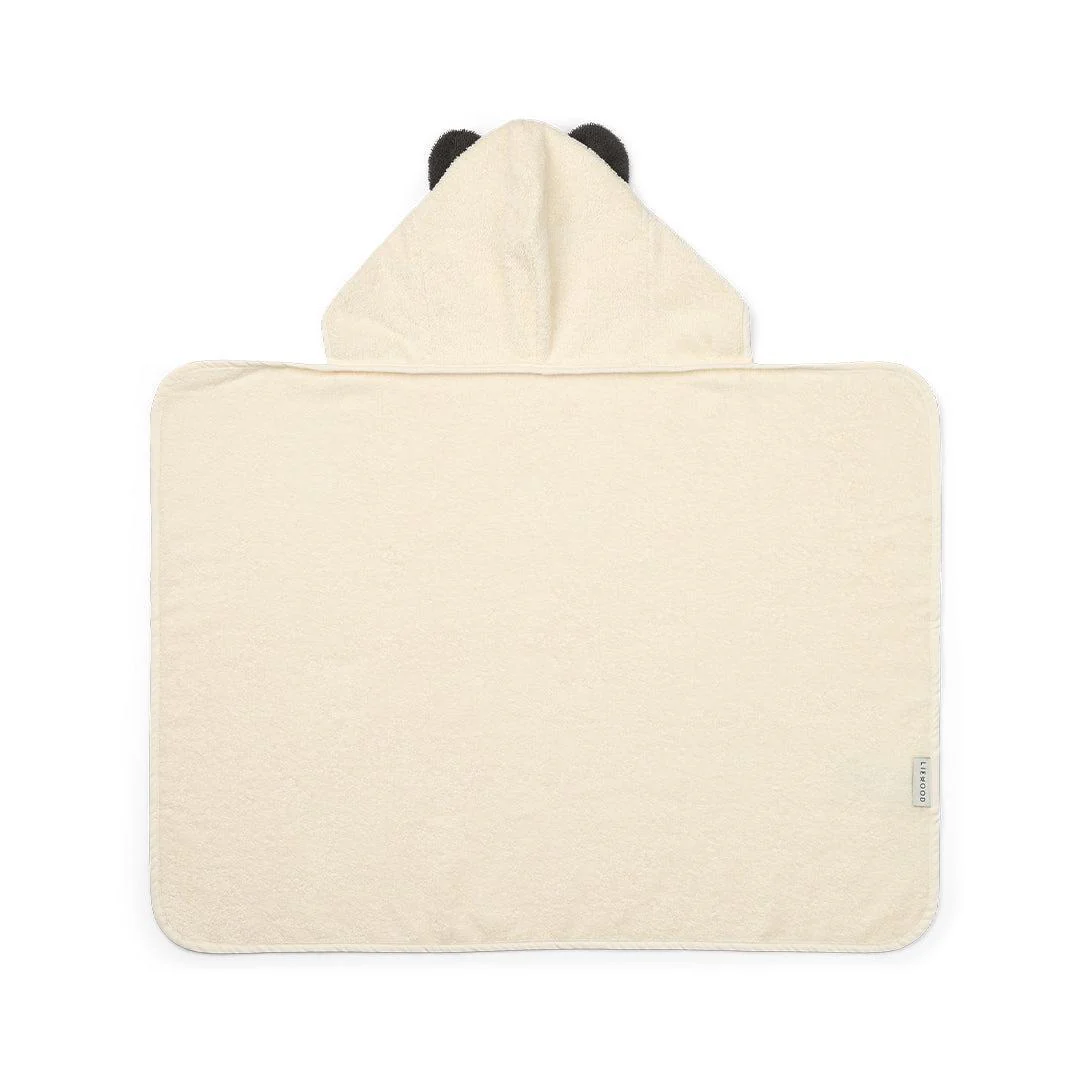 Liewood Vilas Panda Baby Hooded Towel - Creme De La Creme - Image 2