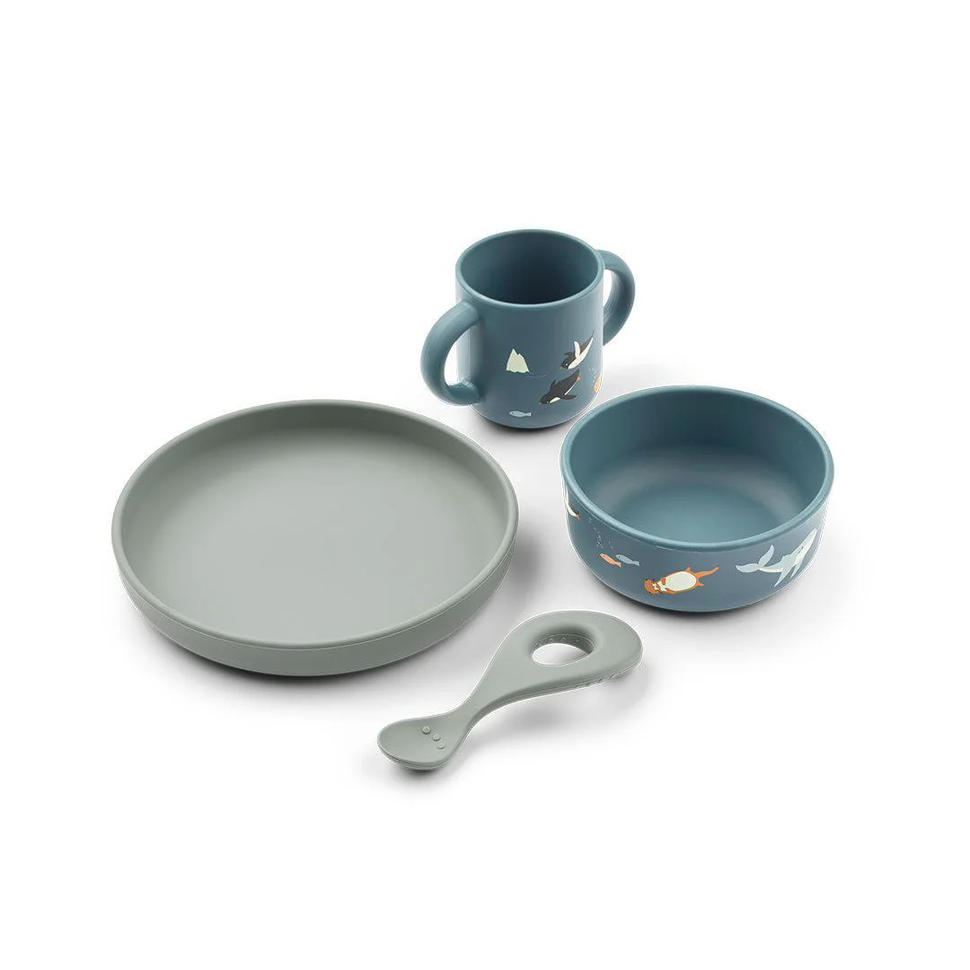 Liewood Vivi Printed Weaning Tableware - Arctic Sea / Ocean View