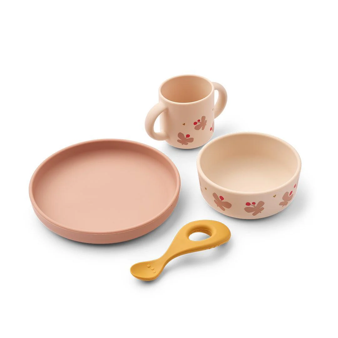 Liewood Vivi Printed Tableware Set - Butterfly / Apple Blossom