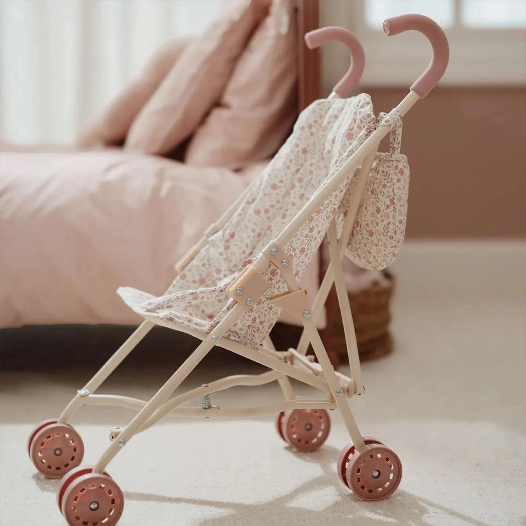 Little Dutch Metal Doll Buggy - Soft Flowers - Image 4