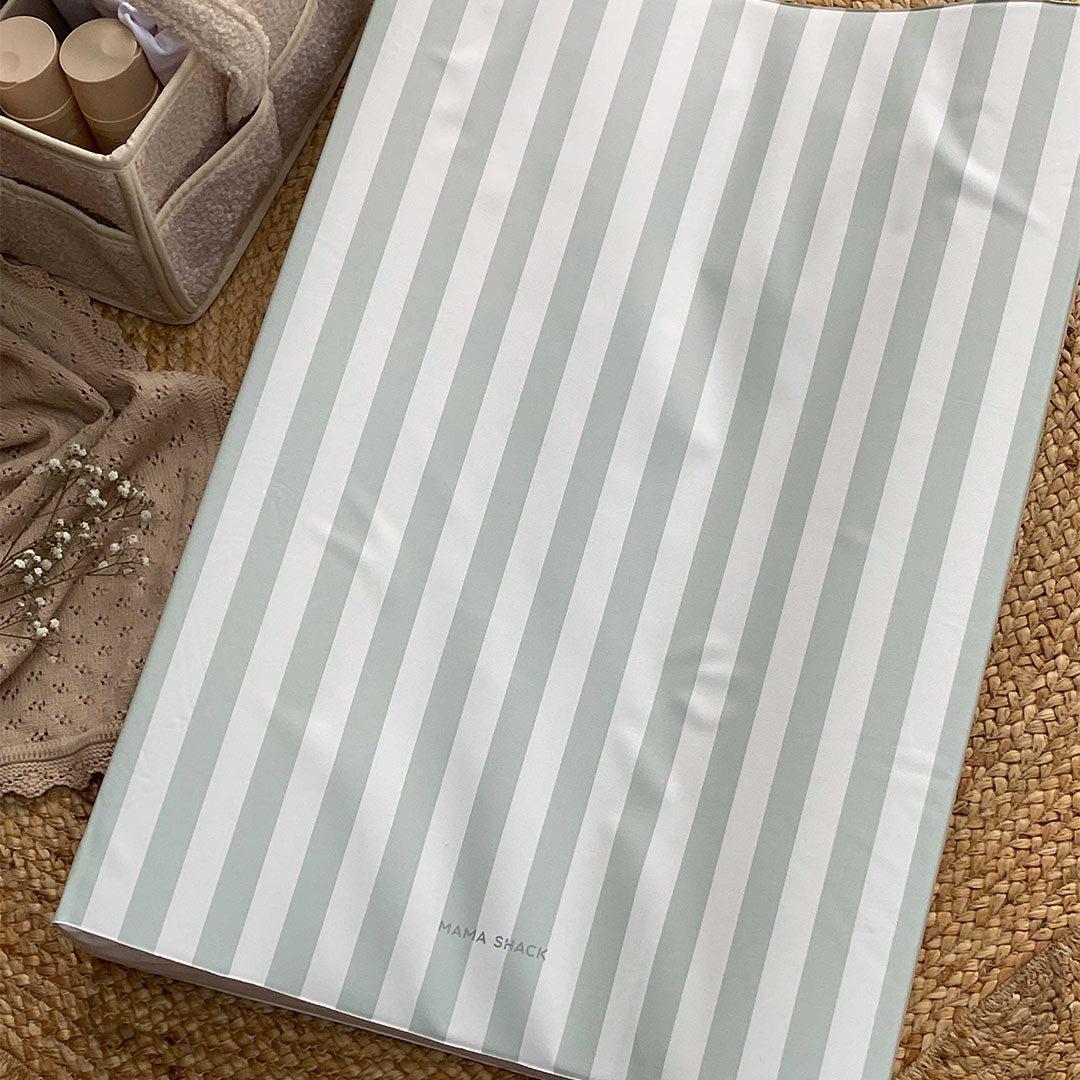 Mama Shack Anti Roll Changing Mat - Candy Stripe - Sage - Image 4