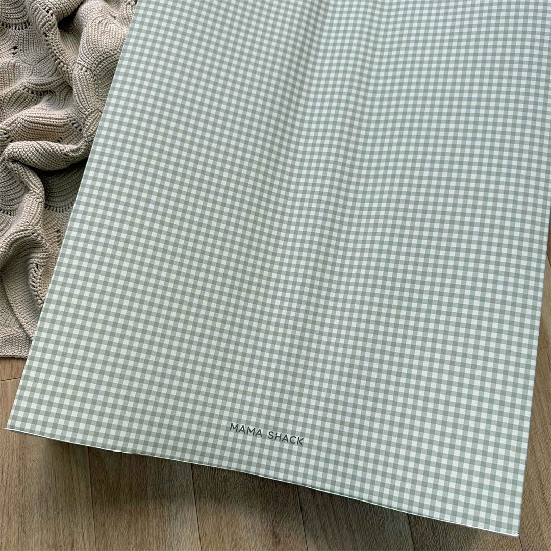 Mama Shack Anti Roll Wedge Changing Mat - Sage Green Gingham - Image 3