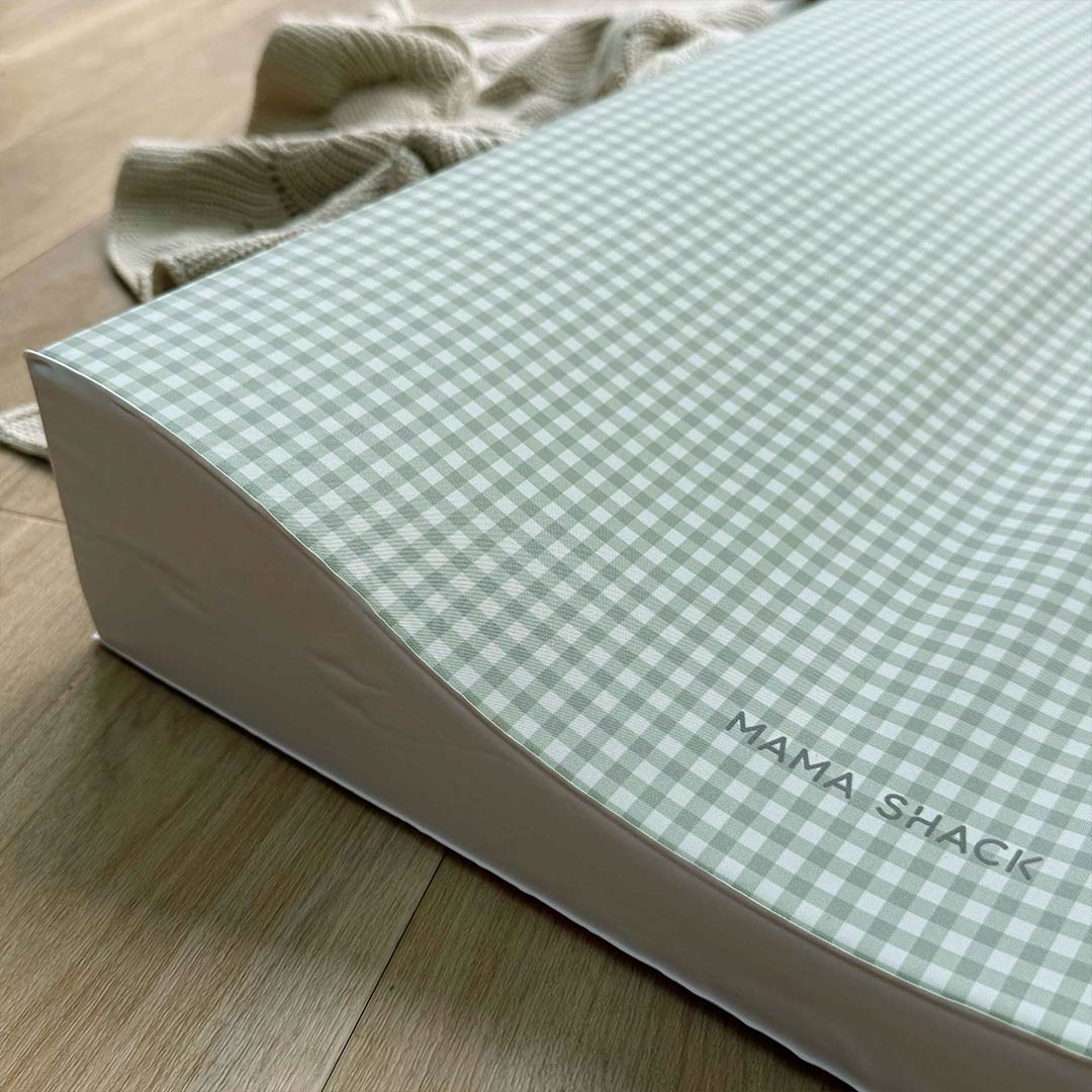 Mama Shack Anti Roll Wedge Changing Mat - Sage Green Gingham - Image 4