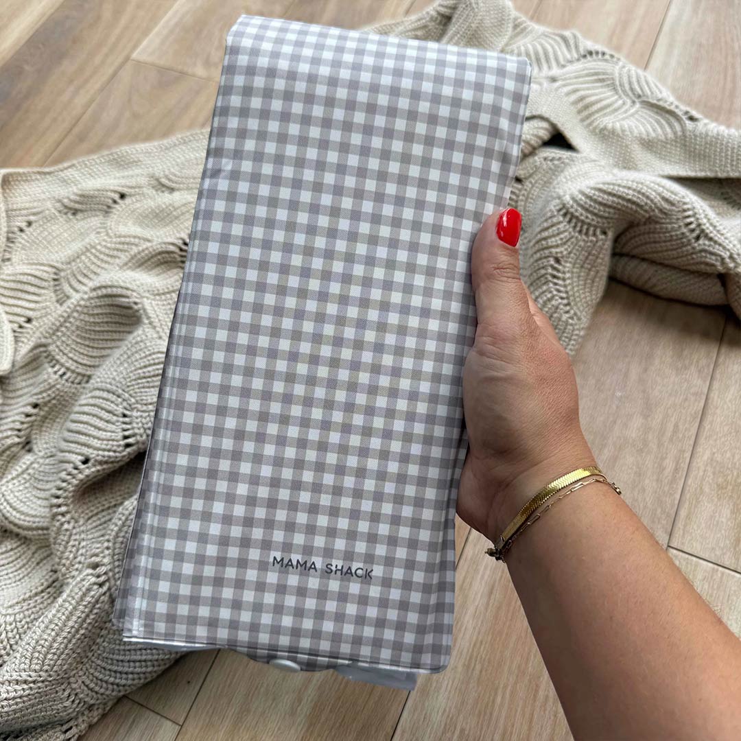 Mama Shack Foldable Travel Changing Mat - Greige Gingham - Image 2