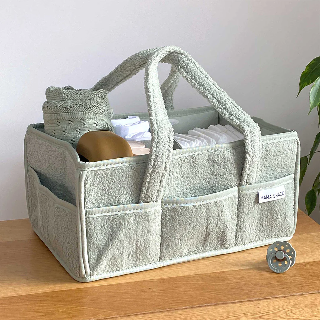 Mama Shack Teddy Fleece Nappy Caddy - Sage