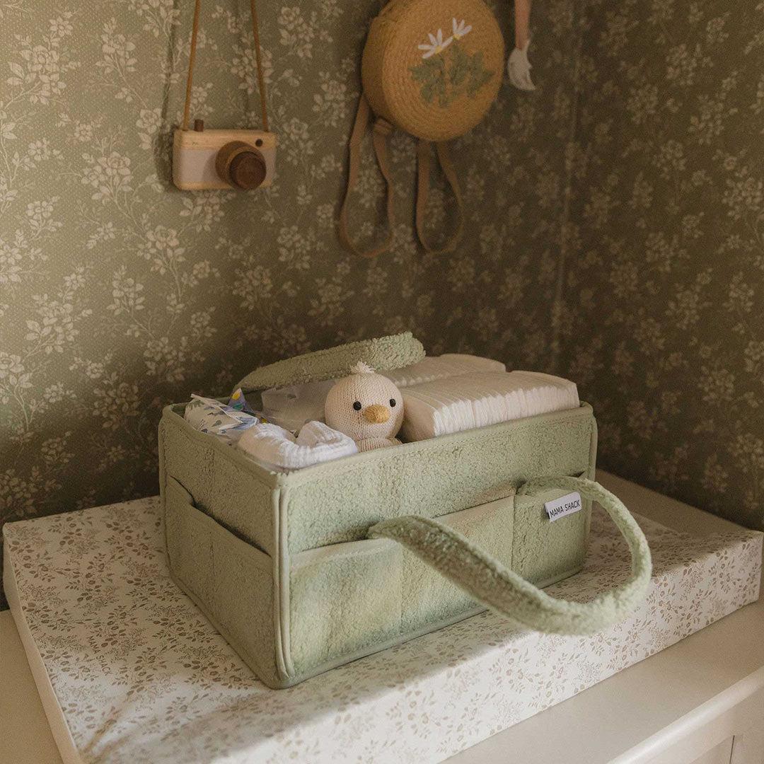 Mama Shack Teddy Fleece Nappy Caddy - Sage - Image 5