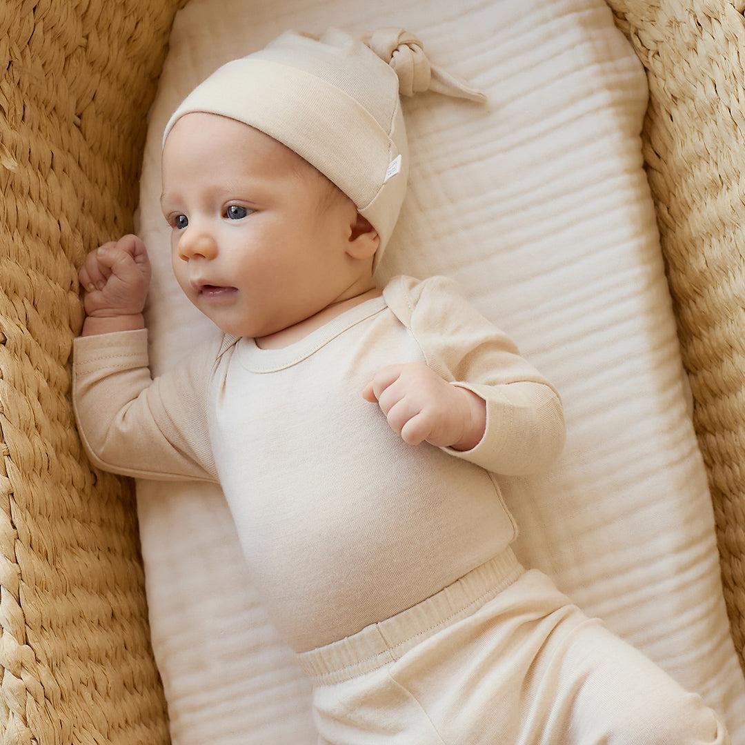 Merino Kids Merino Long Sleeve Envelope Bodysuit - Natural - Image 2
