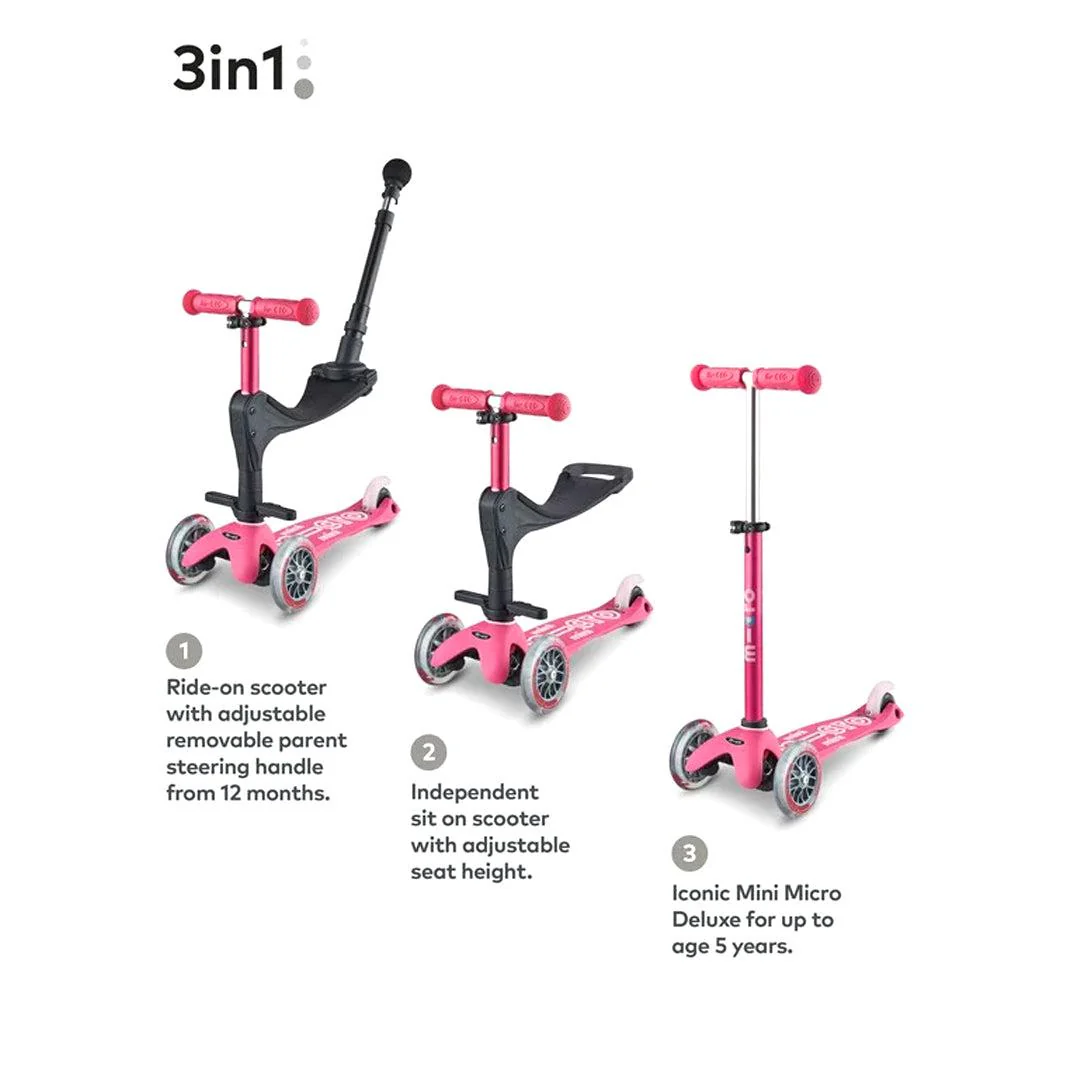 Micro Scooters 3 In 1 Deluxe Plus Scooter + Push Handle - Pink - Image 4