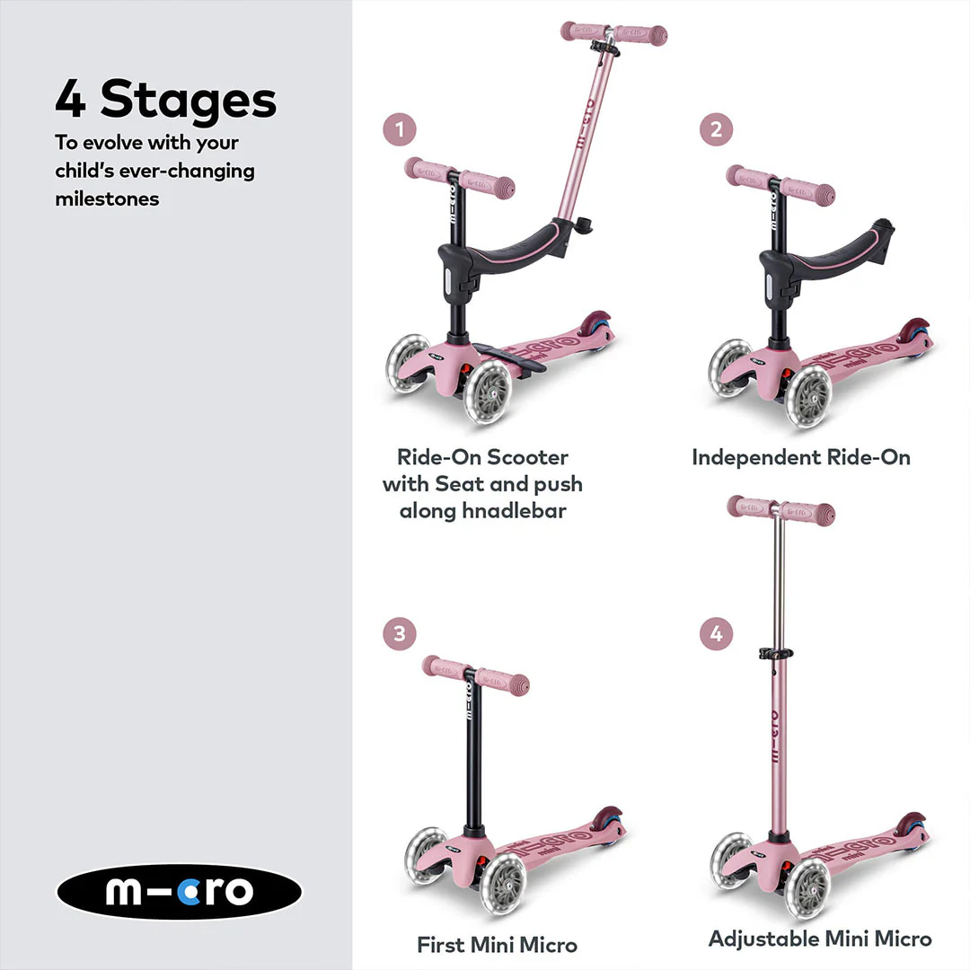 Micro Scooters Mini 2 Grow Deluxe LED Clip Seat V2 Scooter - Rose Pink - Image 2