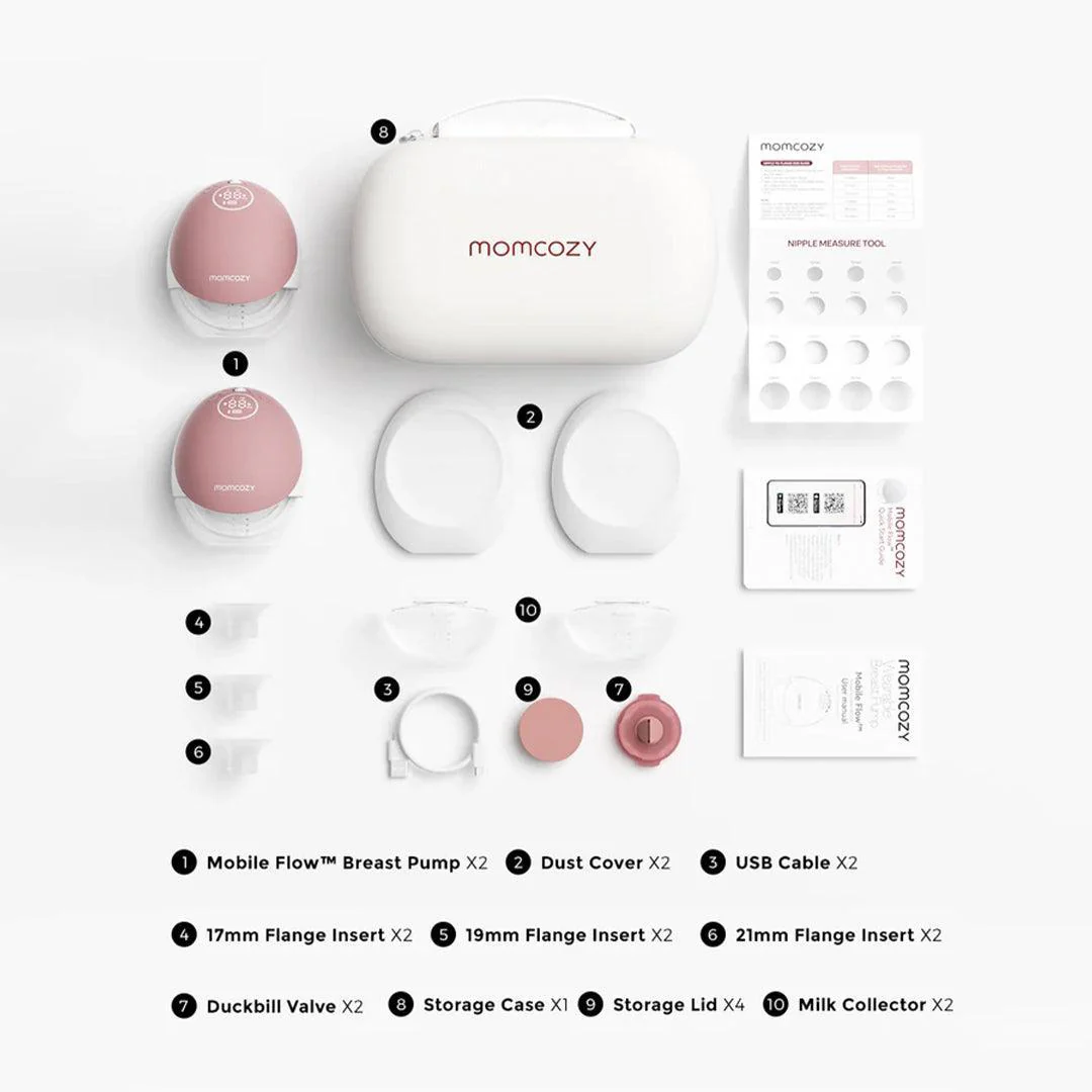 Momcozy M9 Double Breast Pump - Pink / White - Image 11