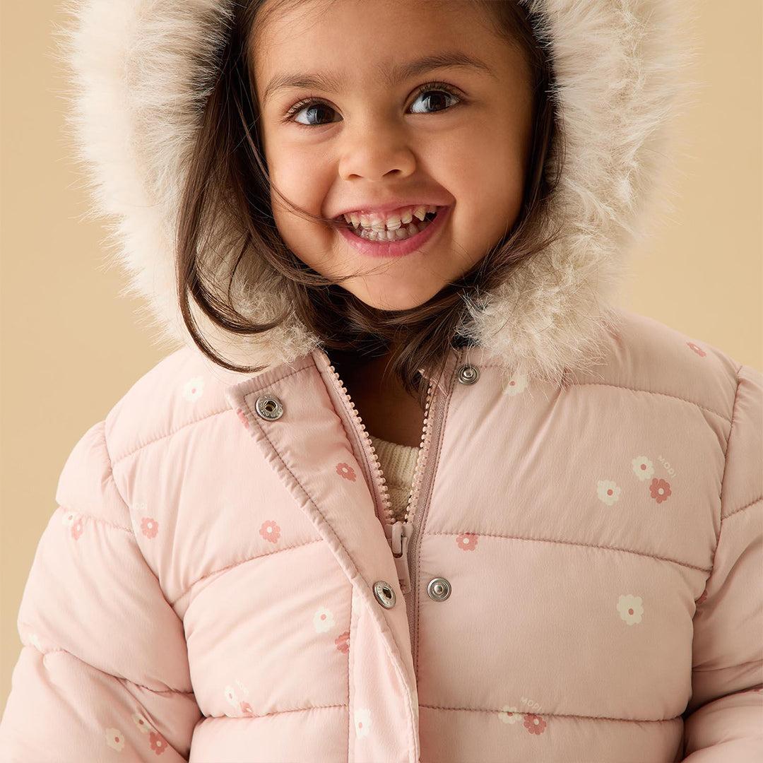 MORI Floral Padded Coat - Pink Floral - Image 3