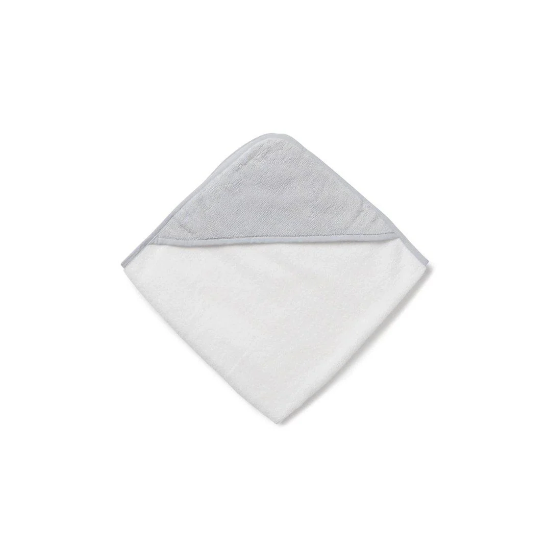 MORI Hooded Baby Bath Towel - White + Grey - Image 3