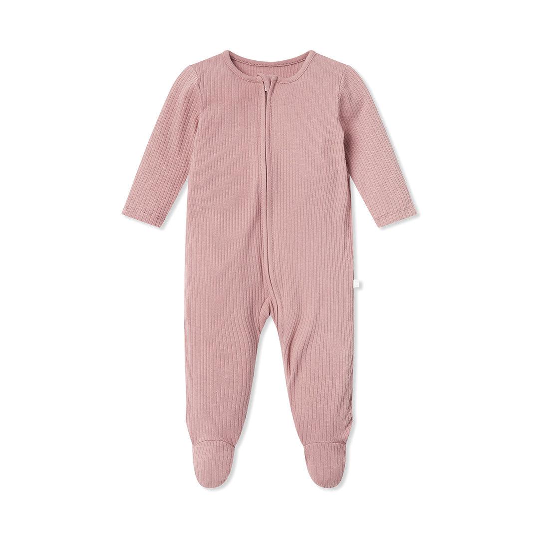MORI Ribbed Two Way Zip-Up Sleepsuit - Rose