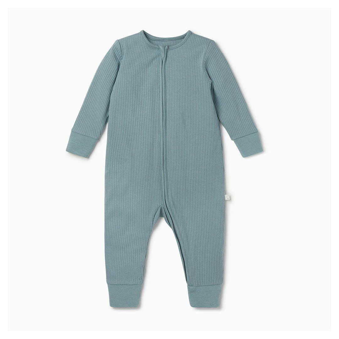 MORI Ribbed Zip-Up Sleepsuit - Sky - Image 3