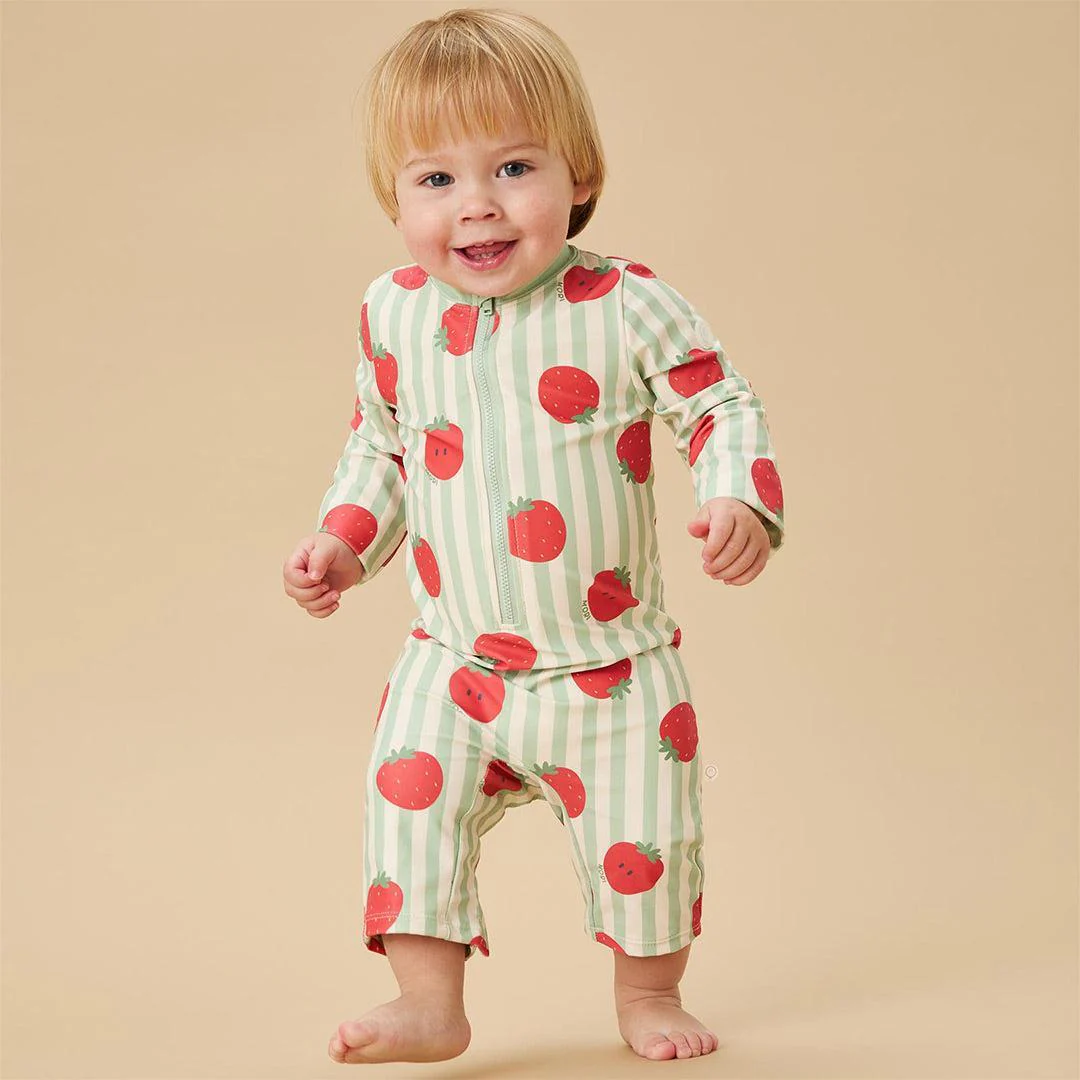 MORI Stripe Sun Safe Suit - Strawberry & Green Stripe - Image 2