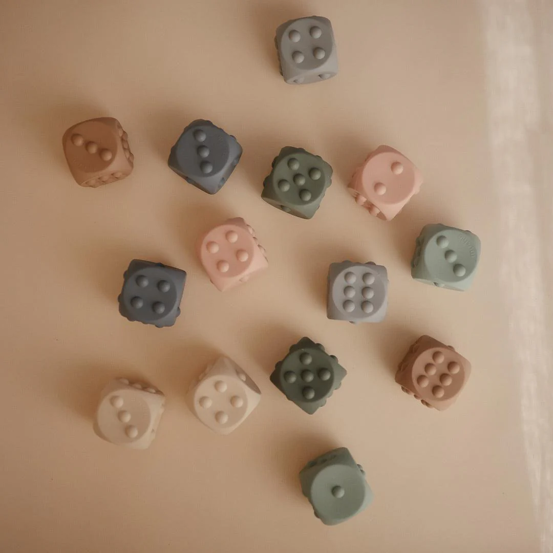 Mushie Dice Press Toy | 2-Pack - Tradewinds/Stone - Image 4