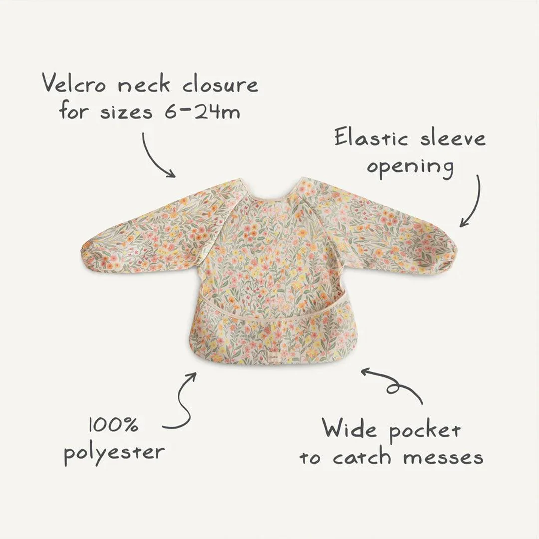 Mushie Long Sleeve Bib - Blue Flowers - Image 5
