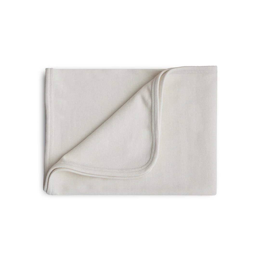Mushie Ribbed Baby Blanket - Ivory