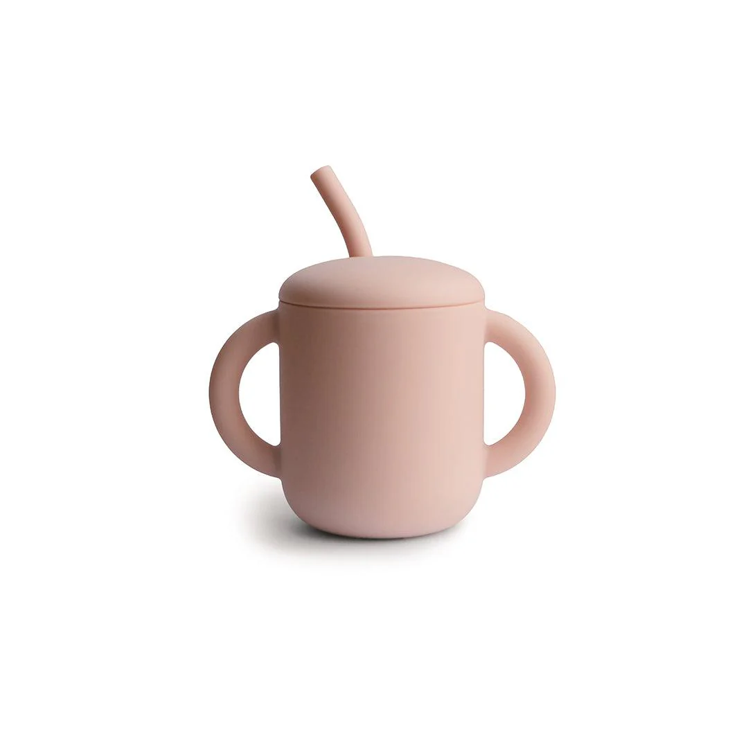 Mushie Training Cup + Straw - Blush