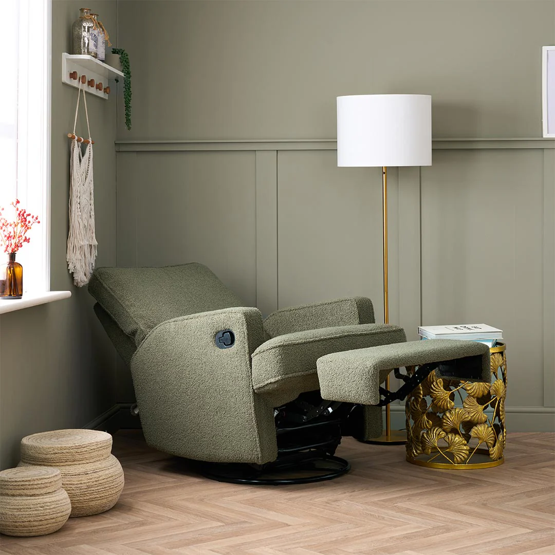 Obaby Madison Manual Recliner Chair - Teddy Fabric Olive - Image 3