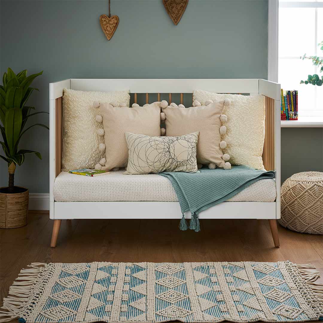 Obaby Maya Mini Cot Bed - White + Natural - Image 2