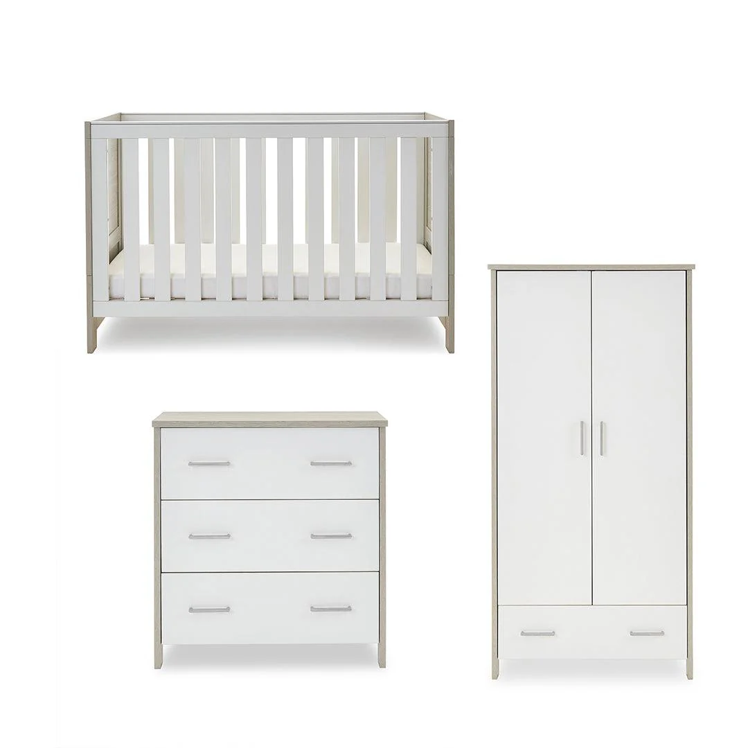 Obaby Nika 3 Piece Room Set - Grey Wash + White