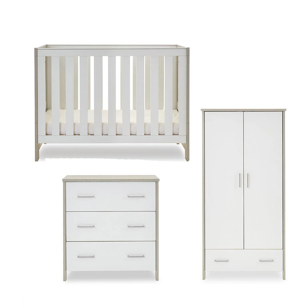 Obaby Nika Mini 3 Piece Room Set - Grey Wash + White