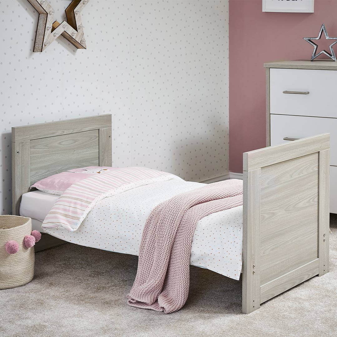 Obaby Nika Mini Cot Bed - Grey Wash + White - Image 3