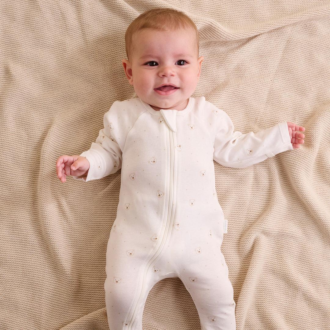 Purebaby 2 Pack Zip Sleepsuit - Vanilla Bear Pack - Image 2