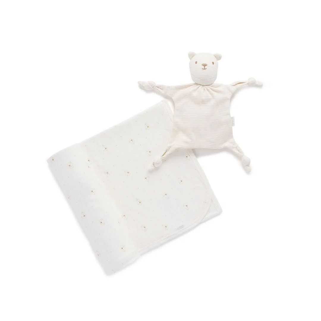 Purebaby Bunny Comforter & Swaddle Set - Vanilla Bear - Image 2