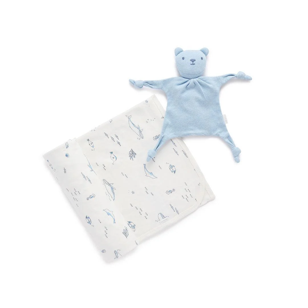 Purebaby Bunny Comforter & Swaddle Set - Vanilla Nautical - Image 2