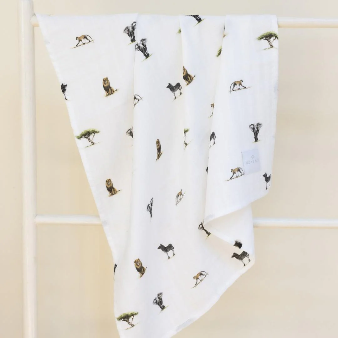 Rosa & Blue Muslin Squares - Safari - 3 Pack - Image 2