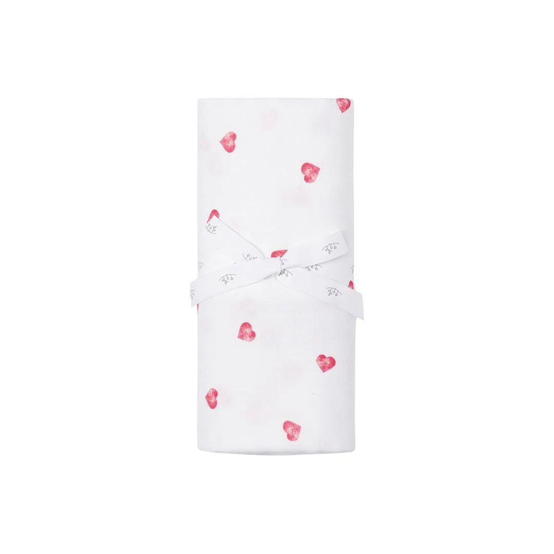 Rosa & Blue Muslin Swaddle - Pink Heart