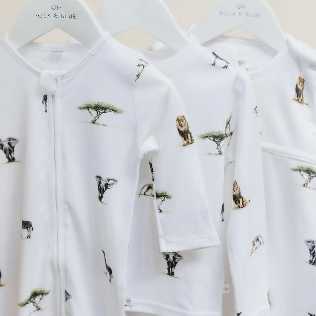 Rosa & Blue Sleepsuit - Safari - Image 3