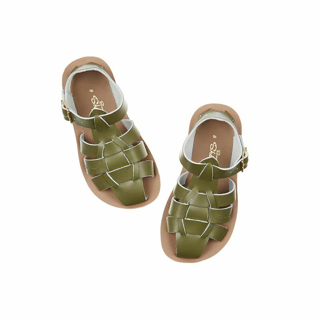 Salt-Water Sun-San Kids Sandals - Shark - Olive - Image 2