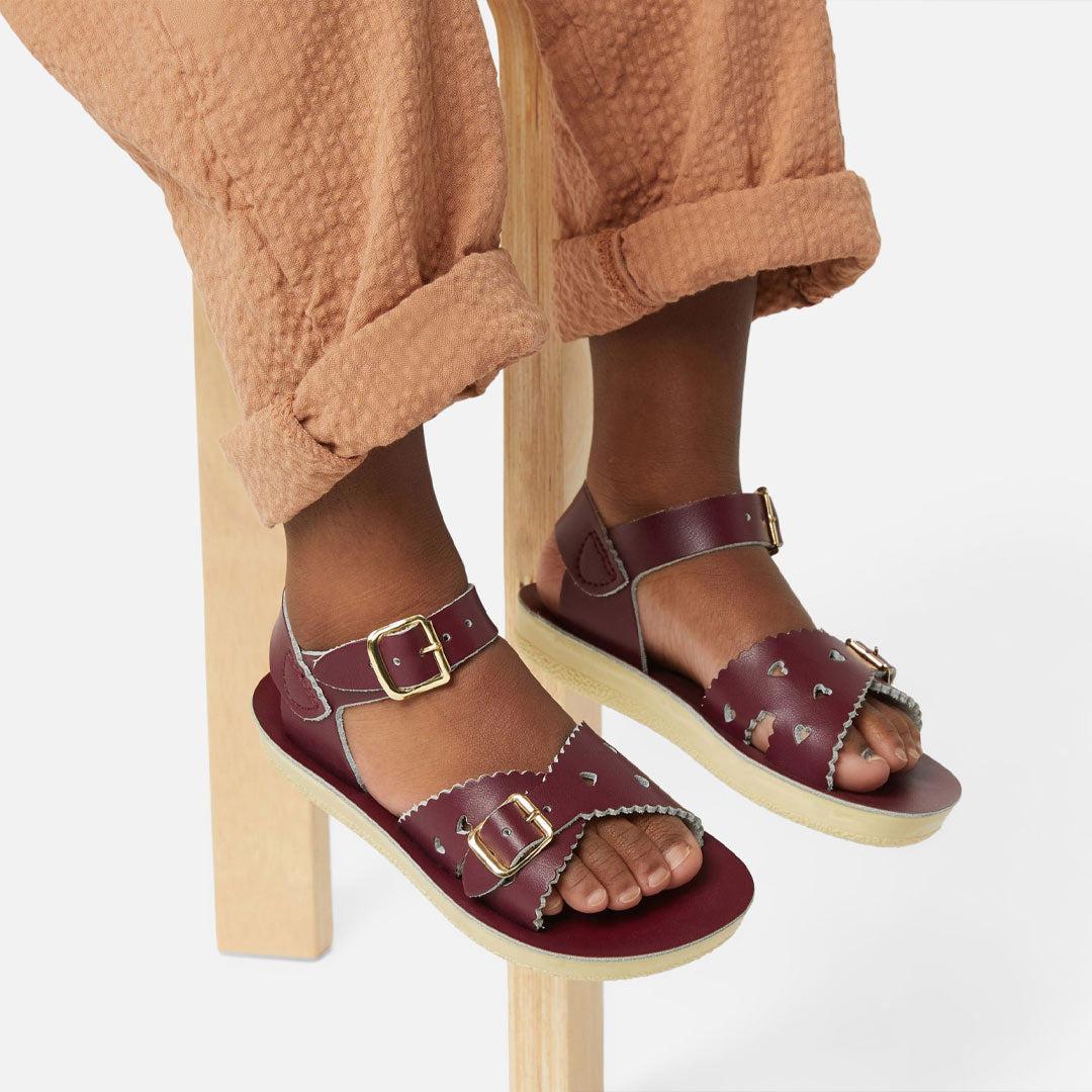 Salt-Water Sun-San Kids Sandals - Sweetheart - Claret - Image 2