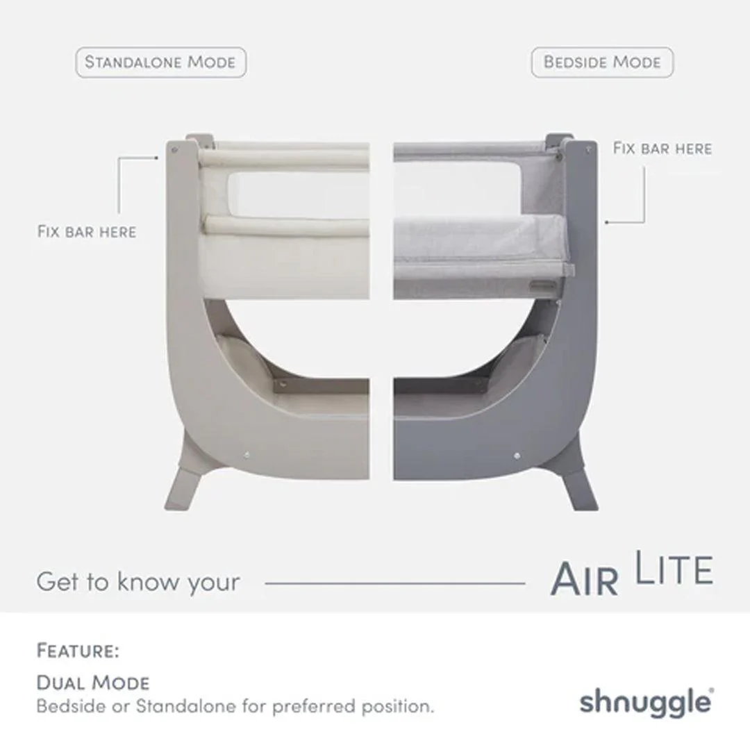 Shnuggle Air Lite Bedside Crib Bundle - Taupe - Image 3