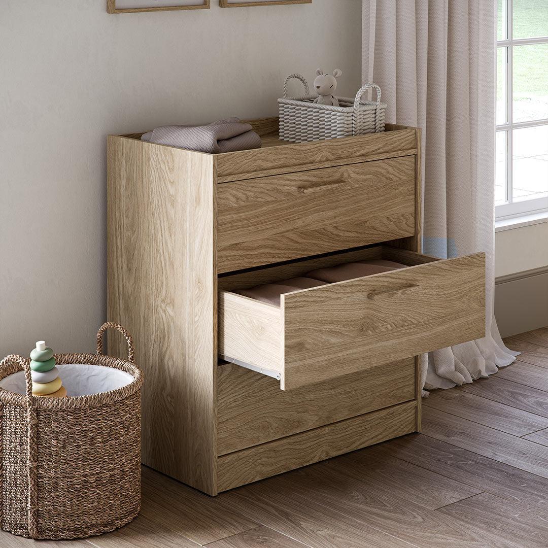 Silver Cross Geneva 3 Piece Nursery Set (Cot Bed + Dresser & Wardrobe) - Oak - Image 5