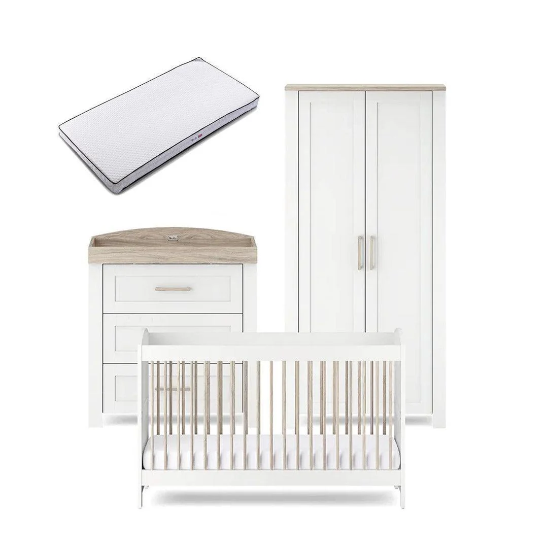 Silver Cross Valencia 3 Piece Nursery Set (Cot Bed + Dresser & Wardrobe) - Ash White - Image 12