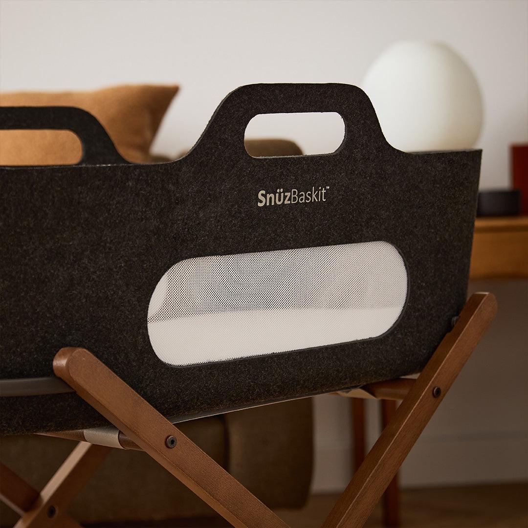 SnuzBaskit Graphite Moses Basket + Walnut Stand - Graphite / Walnut - Image 5